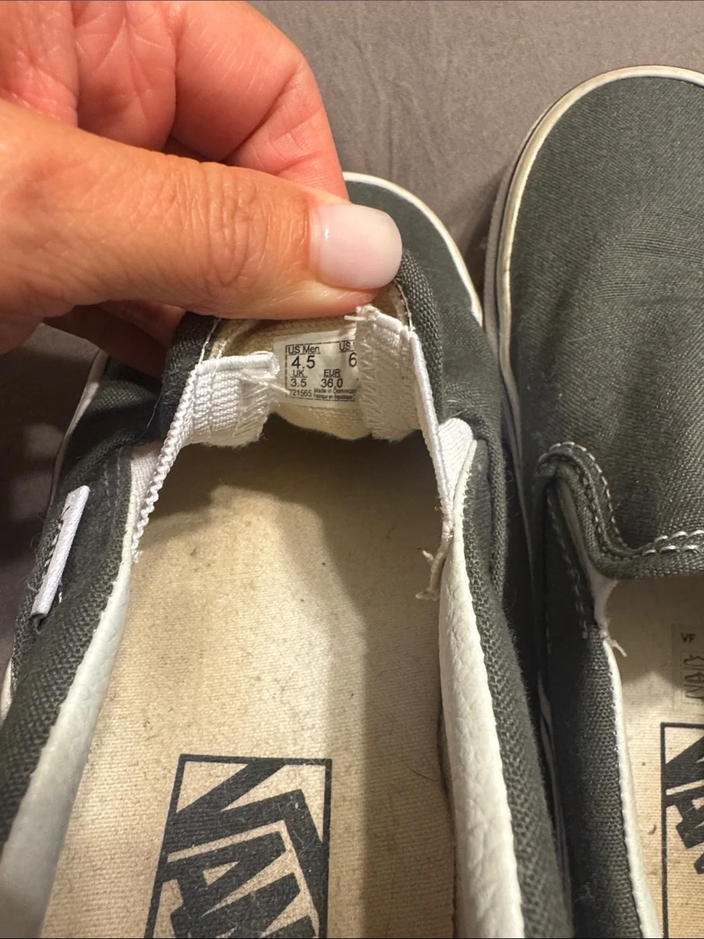 Vans Slip-On Canvas Sneakers - Gray/White Trim